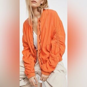 Free People On Point Bomber Jacket Sz M color Tomato Bisque.  EUC!